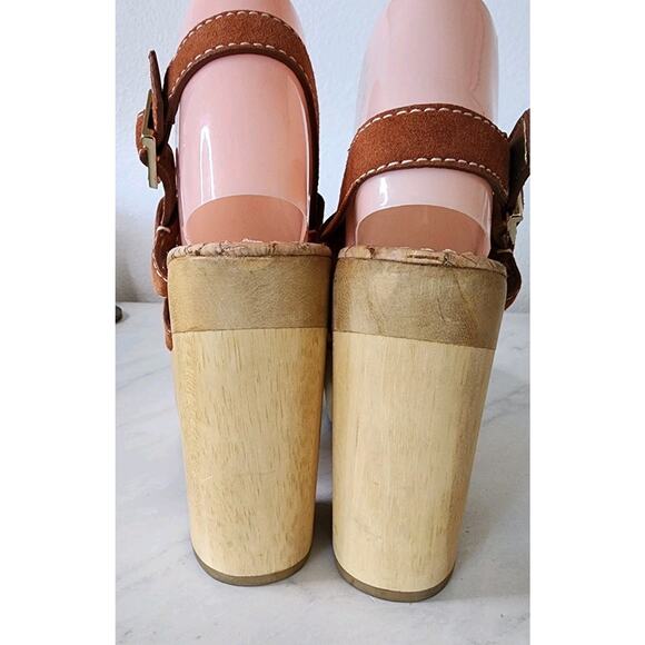 Sam Edelman Mae Saddle Suede Platform Chunky Heel Sandals Brown Spice Size 7M - Picture 7 of 12